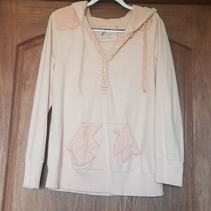 Free People Fleece Embroidered Hoodie